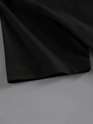 Veraura Lifestyle Baskılı Oversize Bisiklet Yaka T-Shirt - Siyah