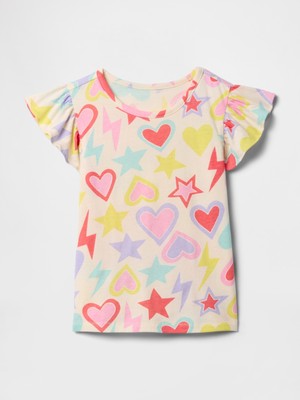 Kız Bebek Kırık Beyaz Fırfır Kol T-Shirt