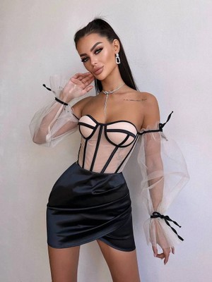 Rosalıne Tül & Saten Detaylı Elbise