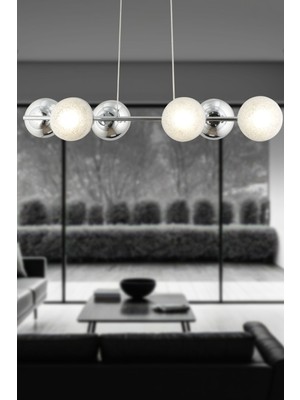 Berca 6lı Krom Avize Modern Mutfak Yemek Masası Üstü Yatak Odası Salon Avize