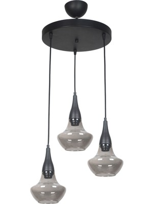 Fora Özel Tasarım Salon - Yatak Odası - Mutfak - Füme Camlı 3 Lü Avize