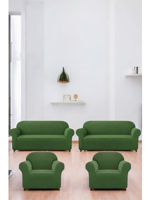 Likrali Pitikare DESEN(3311) Koltuk Kılıfı, Lastikli Yikanabilir Koltuk Kanepe Çekyat Örtüsü Yeşil