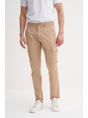Cazador 25YCEEDT0012 Bej Erkek Rahat Kalıp Yandan Cepli Kargo Pantolon