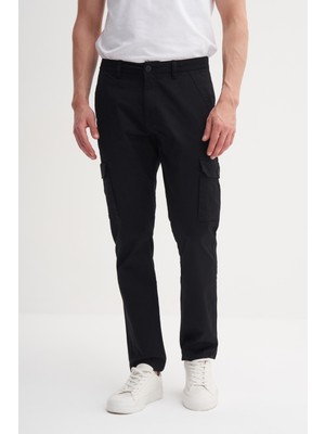 Cazador 25YCEEDT0012 Siyah Erkek Rahat Kalıp Yandan Cepli Kargo Pantolon