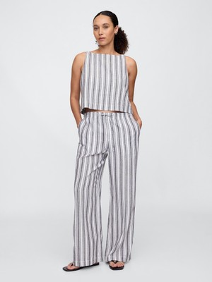 Kadın Çok Renkli Mid Rise Pull-On Wide-Leg Pantolon