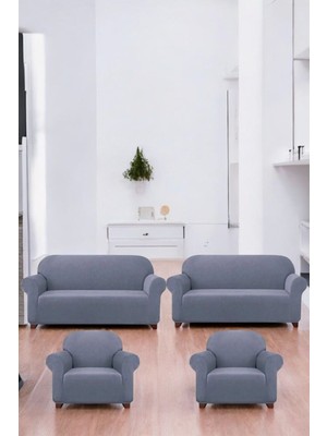 Likrali Pitikare DESEN(3311) Koltuk Kılıfı, Lastikli Esnek Yikanabilir Koltuk Çekyat Örtüsü Gri