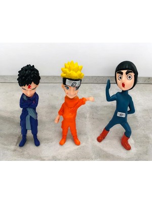 Elifeshop Naruto Shippuden Anime Figür Karakter Rock Lee Naruto Uzumaki Gaara 3’lü Oyuncak Seti