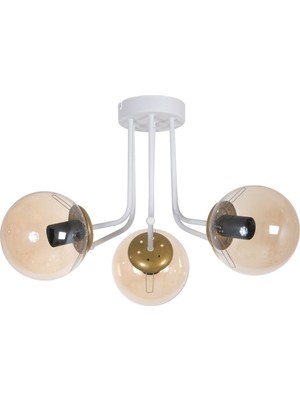 Daisy Modern Beyaz Renk Globe Camlı Salon - Mutfak - Yatak Odası 3 Lü Avize