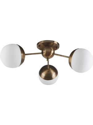 Rima Plofonyer Modern Eskitme Renk Beyaz Camlı Salon - Mutfak - Yatak Odası 3 Lü Avize