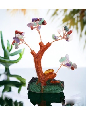 Elifeshop Feng Shui Doğal Kuvars Taşlı Bonsai Şans Bereket Çakra Meditasyon Ağacı Biblo Ev Ofis Hediyesi Mdl 3