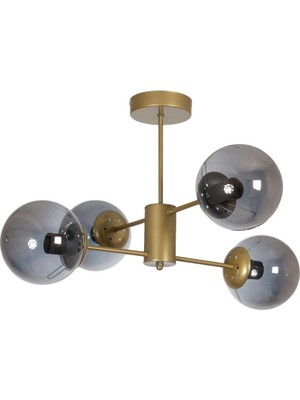 Oscar Modern Lüks Tasarım Eskitme Renk Kasa Füme Camlı Salon - Mutfak - Yatak Odası 4 Lü Avize