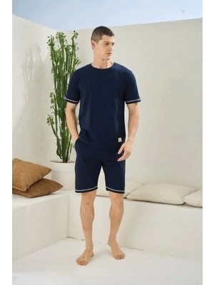Kocabey Erkek Bisiklet Yaka Lacivert Şortlu Pijama Takım