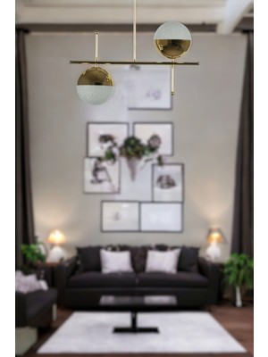 Çello Modern Tasarım Metal Gold Renk Cafe - Salon - Mutfak – Yatak Odası – LED 2'li Avize