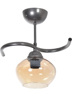 Fuji Salon - Mutfak - Yatak Odası - Hol - Gri Renk Bal Camlı Tekli Avize