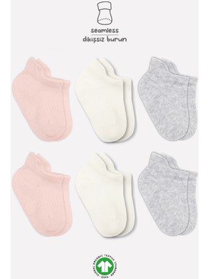 Bistyle Basic Penye Sneakers Çorap 6'lı BS20101B Pembe Ekru Gri