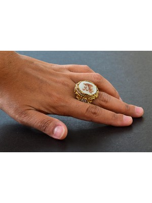 Erkek Gümüş Yüzük - Sedef Doğal Taşı - Yüzük (Kurt)