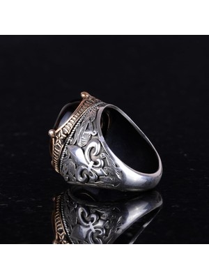 925 Ayar Gümüş El Yapımı Erkek Yüzük - Çeşitli Doğal Taşlarla Mevcut (Kaplan Gözü)