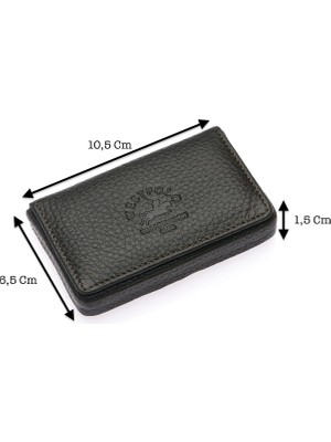 Westpolo Hakiki Deri Unisex Tek Bölmeli Kartlık - Haki