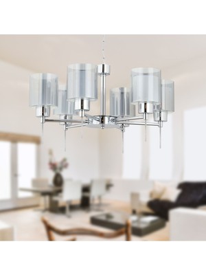 Goldie 6 Lı Krom Kaplama Modern Yatak Odası Salon Avize