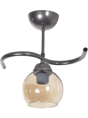 Fuji Salon - Mutfak - Yatak Odası - Hol - Gri Renk Bal Camlı Tekli Avize