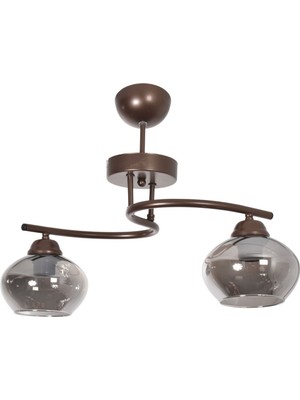 Fuji Salon - Mutfak - Yatak Odası Kahverengi Renk Kasa Füme Camlı 2 Li Avize