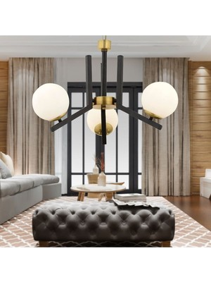 Morgan 3 Lü Siyah Eskitme Modern Yatak Odası Mutfak Oturma Odası Salon Avize