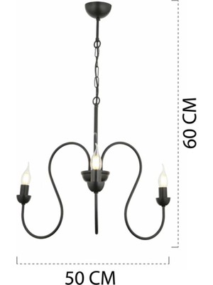 Flor 3lü Yuvarlak Siyah Modern Sarkıt Genç Odası Yatak Odası Retro Salon Avize