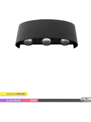6W Çift Yönlü LED Duvar Aplik Siyah Gövde Gunışığı Işık AH07-07201