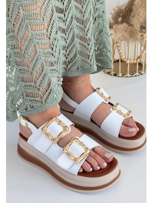 Stan Beyaz Cilt Sandalet - Lisinya