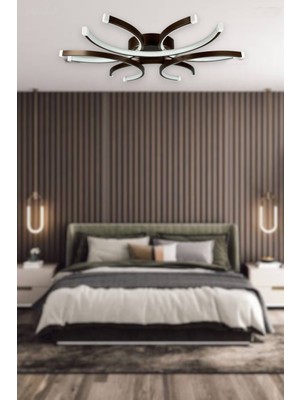 Levora Kahverengi Modern Tasarım - Salon - Mutfak - Yatak Odası Beyaz Işıklı LED Avize