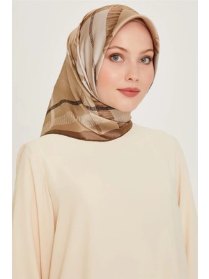 Armine %100 Twill Ipek Desenli Eşarp | 9206-11
