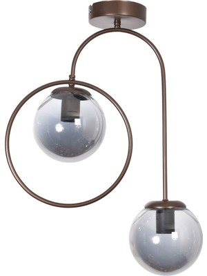 Bali Modern Salon - Mutfak - Yatak Odası - Hol Kahverengi Gövde Füme Cam 2 Li Avize