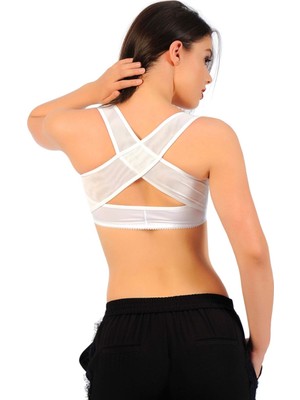Beyaz Kadın Sırt Toparlayıcı Göğüs Dikleeştirici Korse - 795