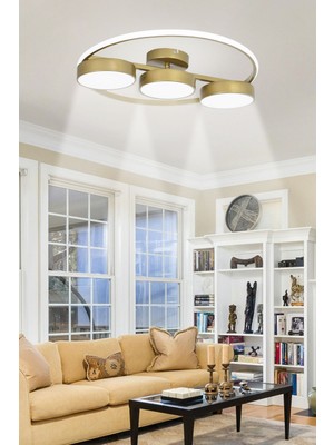 Esin Modern Tasarım Yatak Odası Salon Mutfak Giyinme Odası Eskitme Renk Beyaz Ledli 3 Lü Avize