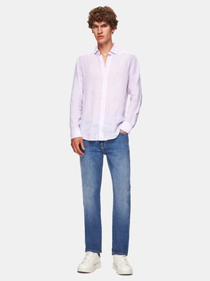 Paul x Düz Paça Orta Bel Jean Pantolon