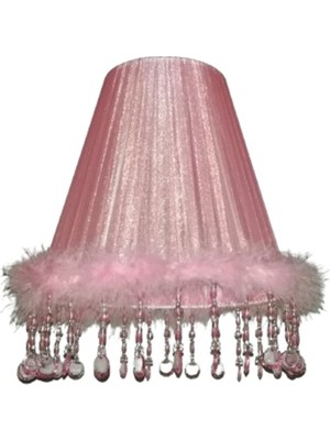 Çocuk Odası Yatak Odası Pembe  Tüylü Boncuklu Avize