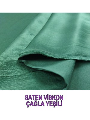 Saten Viskon Koyu Yeşil Renkte (En 150 cm x Boy 200 Cm)