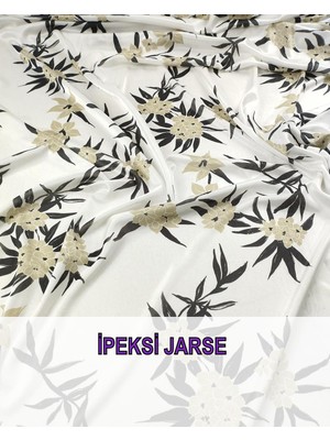 Beyaz Üzeri Çiçekli Ince Jarse En: 140