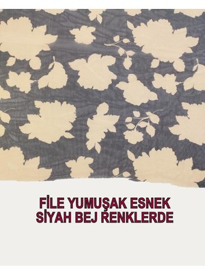 Ince Esnek File Siyah Bej Renklerdeen: 150 cm