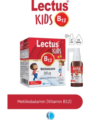 Lectus Kids B12 Metilkobalamin Sprey 5 ml  Sıvı İçerik ile Çocuklar için Vitamin