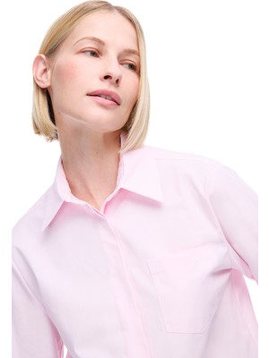 Amelias Regular Fit Standart Boy Düşük Kollu Gömlek Yaka Pudra Gömlek