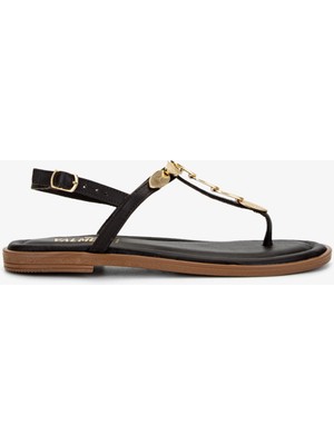 Valmenti Kadın  Deri Siyah Deri Parmak Arası Sandalet 1062 1000 Bn Sndlt Y25 Sıyah Dr