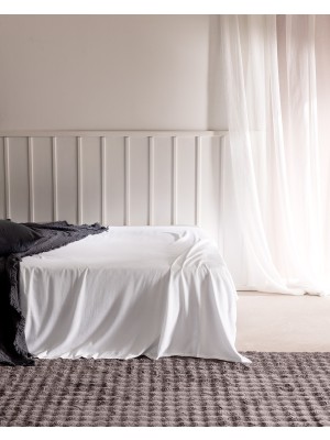 Madame Coco Ciel Tek Kişilik %100 Pamuk Saten Lastiksiz Çarşaf - Beyaz