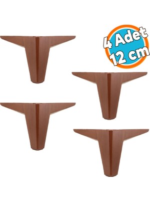 Mobilya Kanepe Sehpa Puf Koltuk Ayağı 12 cm Kahverengi Ahşap Desenli Baza Ayak 4 Adet