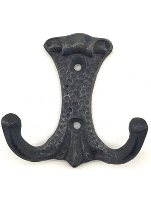 Antika Tarz Dekoratif Pirinç Anıt Çiftli Vestiyer Askı - 85X72 Mm, Oksit