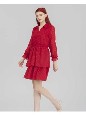 Puantiyeli Mini Boy Şifon Elbise