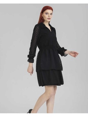 Puantiyeli Mini Boy Şifon Elbise