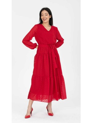 Puantiyeli Ş,fon Elbise