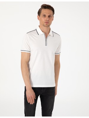 Pierre Cardin Erkek Ekru Slim Fit %100 Pamuk Polo Yaka Merserize Tişört 50302615-VR019