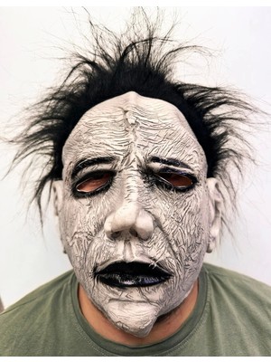 Siyah Saçlı Michael Myers Lateks Yüze Tam Yapışan Et Maske Korku Maskesi